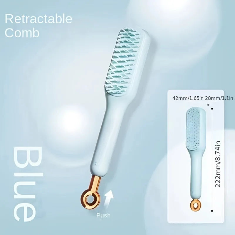 Retractable Hair Brushes for Women,Anti-Static Massage Comb with Self-Cleaning Retractable Bristles, Easy Hair Removal Hairbrush