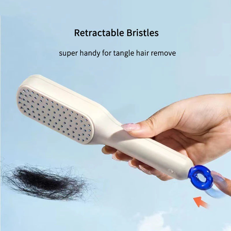 Retractable Hair Brushes for Women,Anti-Static Massage Comb with Self-Cleaning Retractable Bristles, Easy Hair Removal Hairbrush