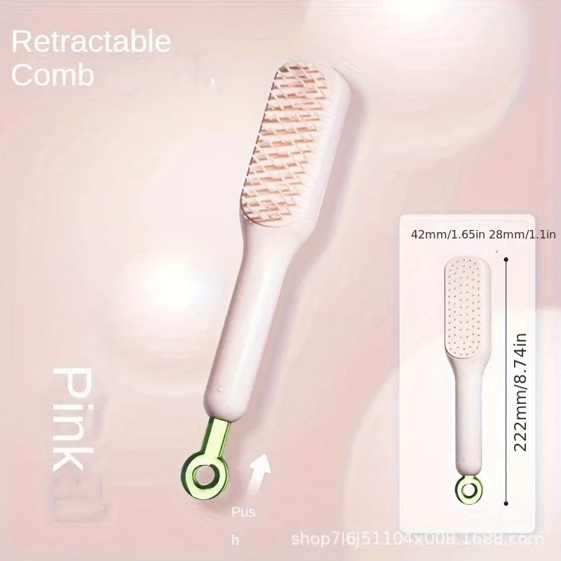 Retractable Hair Brushes for Women,Anti-Static Massage Comb with Self-Cleaning Retractable Bristles, Easy Hair Removal Hairbrush