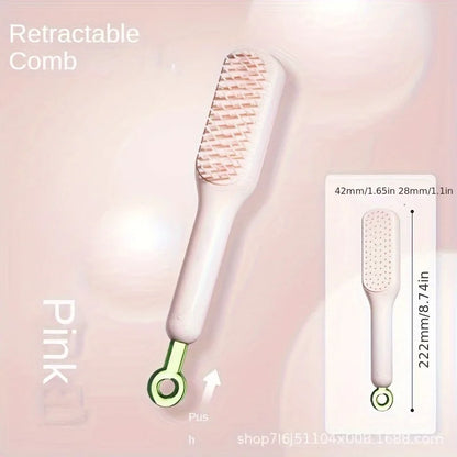 Retractable Hair Brushes for Women,Anti-Static Massage Comb with Self-Cleaning Retractable Bristles, Easy Hair Removal Hairbrush